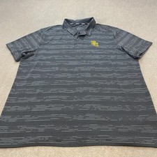 Baylor Bears Shirt Mens 2XL Gray NCAA Golf Nike Dri Fit Polo Striped Performance