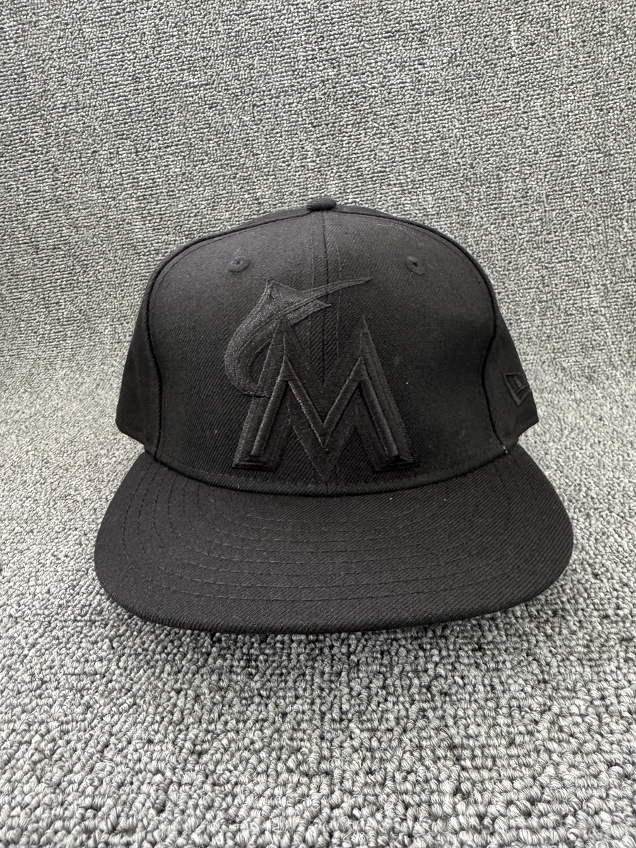 New Era Miami Marlins 9FIFTY Snapback Flat Brim Black One Size Hat
