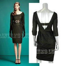 GUCCI DRESS CUT OUT POLKA DOT BLACK EYELET WOOL & SILK $2,300 sz IT 42 US 6