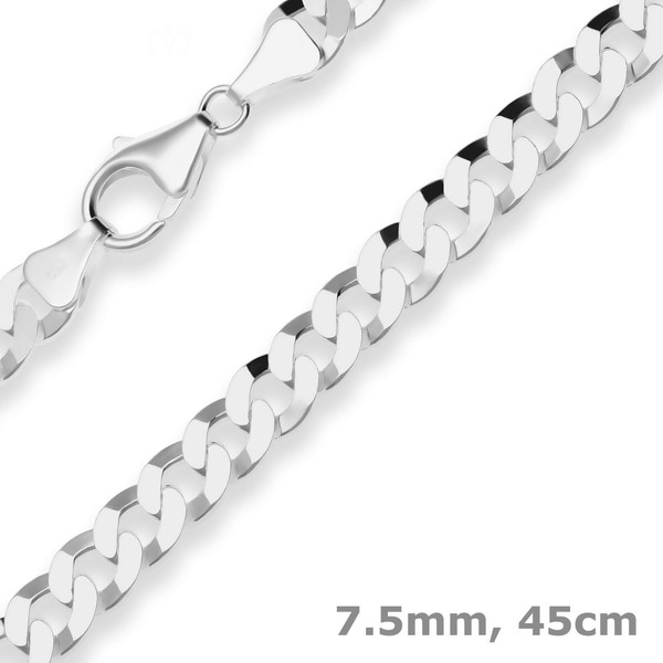 7,5Mm Panzerkette Silberkette Collier Halskette Aus 925 Silber 45Cm-image