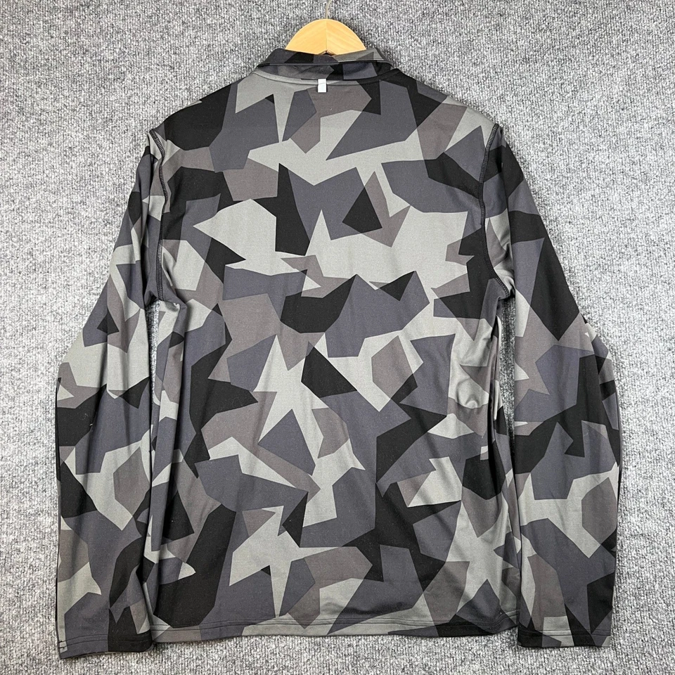 Polo Sport Ralph Lauren Pullover Para Hombres M Gris Camuflaje 1/4 Cremallera Rendimiento Elástico Foto 2 de 4