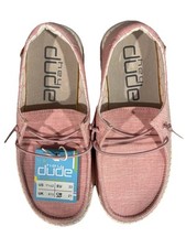 Girls Youth Hey Dude Wendy Pink Linen Cotton Candy Slip On Loafer Shoes Y1