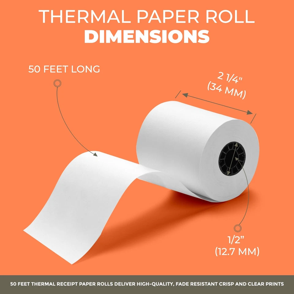 Rollos de papel térmicos para tarjetas de crédito recibos de papel para impresora 2 1/4" X 50' para Popul... Foto 2 de 4