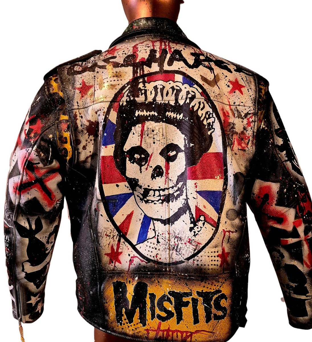 HIDEROCK design ヒデロックデザイン　ライダースジャケット Vintage Leather Spiked Hand Painted Punk Rock Bikers Jacket All