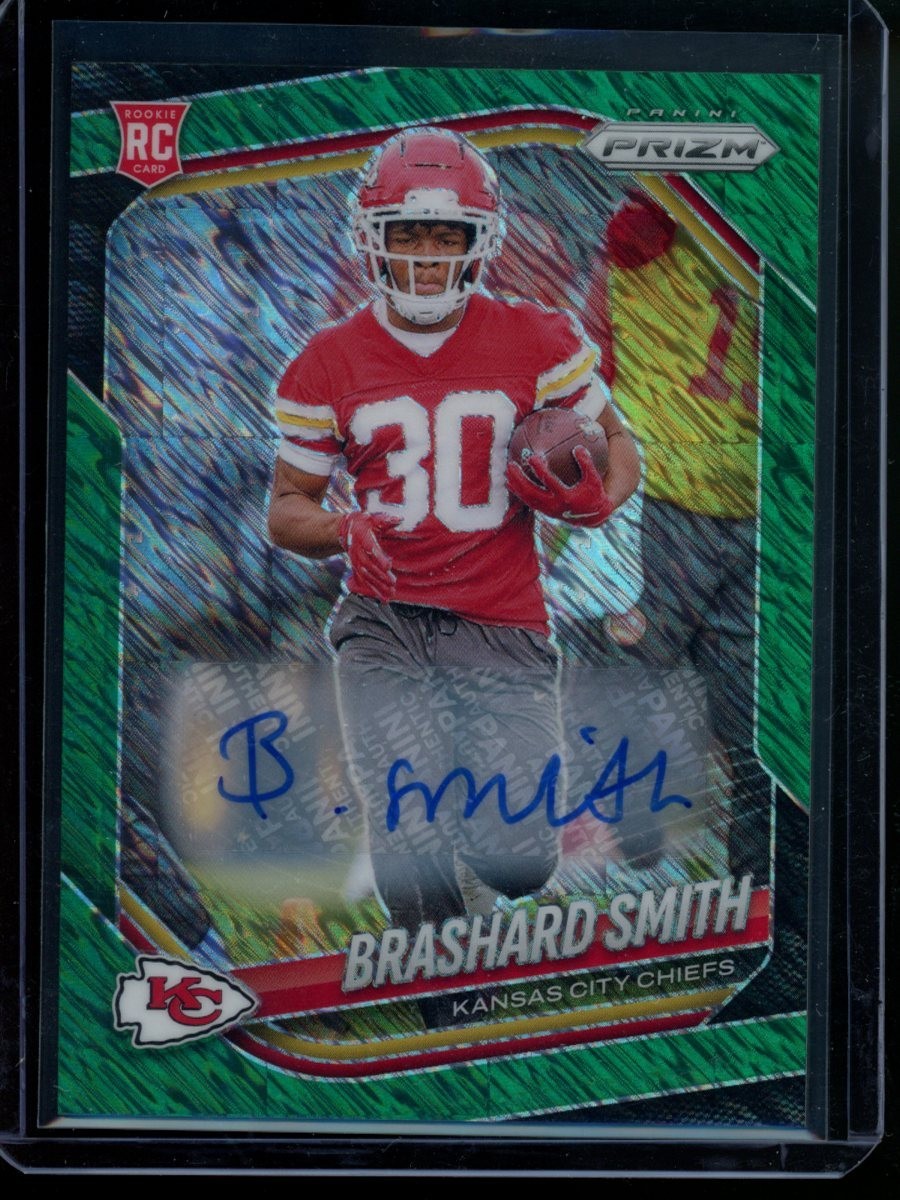 2025 Panini Prizm - Rookie Brashard Smith #308 Green Shimmer Prizm /5 KC Chiefs