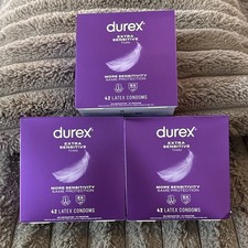 3X Durex Extra Sensitive Red Condoms 42 Count Ultra Thin Lubricated Regular Fit