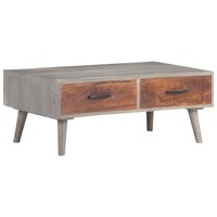 Raues Mangoholz Massiv Couchtisch Grau Beistelltisch Wohnzimmertisch Vidaxl