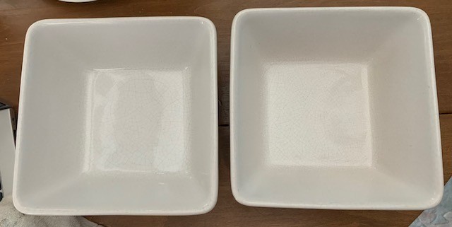 Pampered Chef Simple Additions 7" Square White Vegetable Serving Bowls QTY 2 EUC