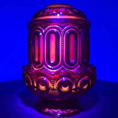 Vintage LE Smith Moon and Stars Amberina Red Deep Cadmium Glow