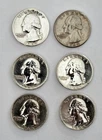 1957-1964 Washington Quarters Mixed Lot 90% Silver, 6 Coins