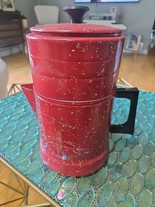 Vintage Red Spatter Atomic Retro Comet 9 Cup Pour Over Coffee Pot FOR PARTS
