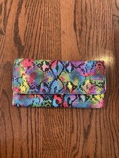 Steve Madden Snake Print Pink Multicolor Clutch Crossbody Uniqe