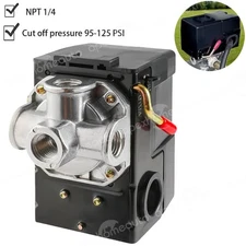 4 Ports 95-125 PSI Universal Air Compressor Pressure Switch Control 1/4" NPT US