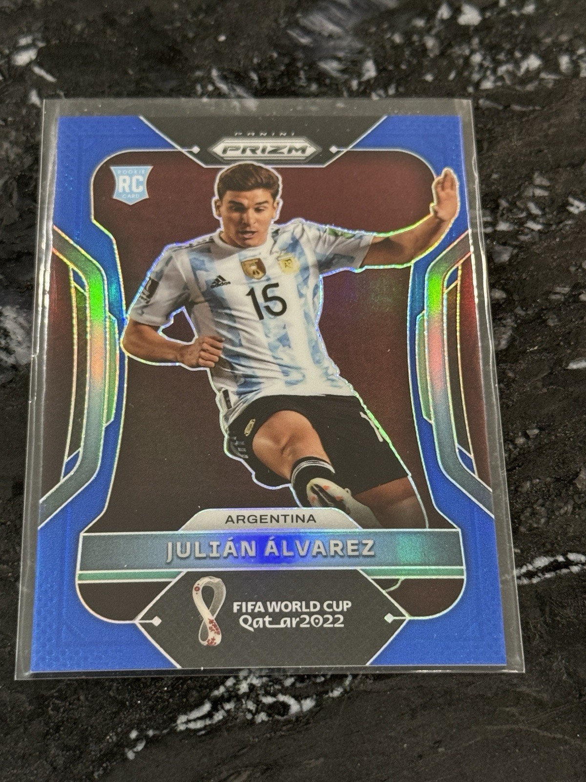 2022 Prizm World Cup Qatar Julian Alvarez RC Blue Prizm Rookie /299 ARGENTINA