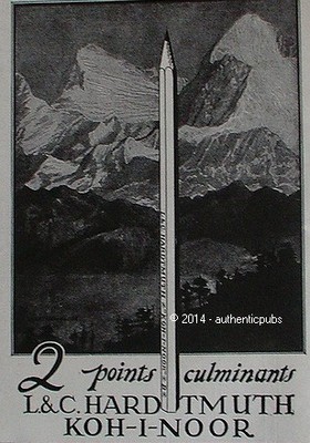 1927 FRENCH AD KOH-I-NOOR L&C HARDTMUTH 2 HIGHLIGHTS PENCIL AD