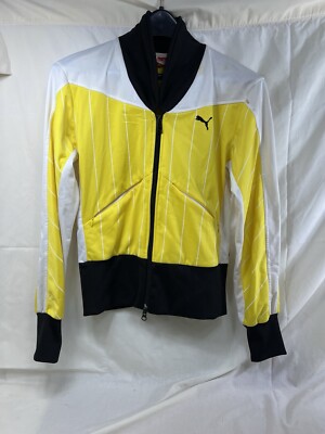 PUMA Yellow Black Activewear track jacket #10 womens Size Small
