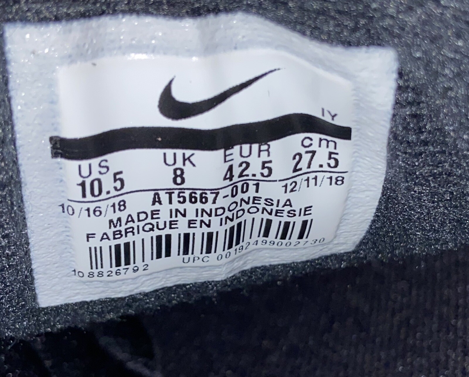 Wmns Nike Outburst V Size 10.5 Black White AT5667-001  Hook and Loop