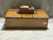 Antique English Sterling & Wood Humidor Cigar  Box G Betjemann