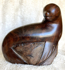Vintage Seal Sea Lion Ironwood Hand Carved Statue Wood Figurine Ocean Nautical