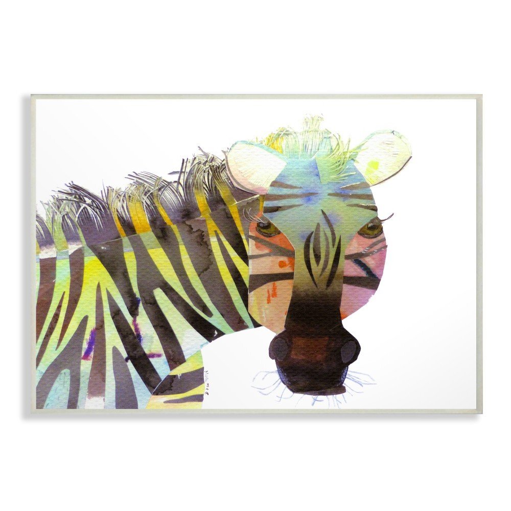 Watercolor Cutout Collage Zebra Art by Marley Ungaro 10x15 Wall Decor