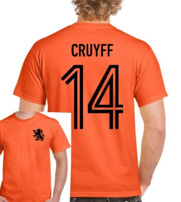 Johan Cruyff T-Shirt 14 Mens Retro Holland Football Player Dutch