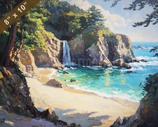 Big Sur with McWay Falls oil painting 8x10 Print