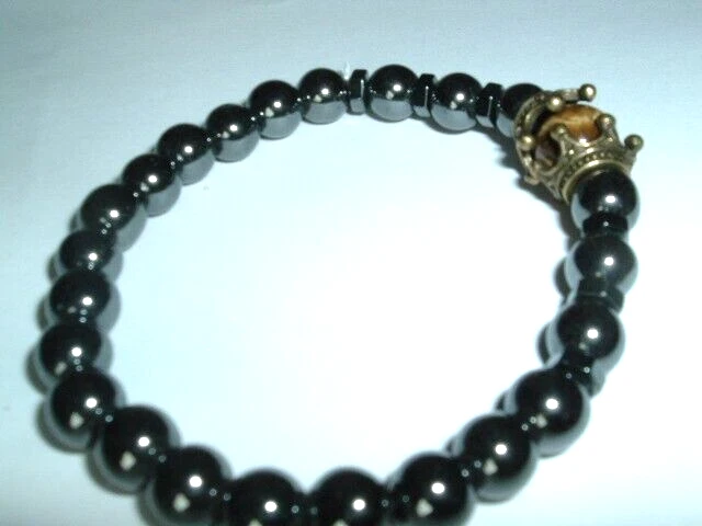 Pulsera elástica ojo de tigre y hematita para hombre nueva con etiquetas Foto 4 de 4