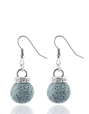 Lava stone Oil Diffuser earrings handmade Turquoise Color