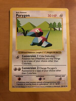 PORYGON - Base Set - 39/102 - Uncommon - Pokemon Card