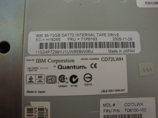 IBM 71P9163 Internal DAT72  DDS5 Tape Drive 5.25" Bezel - Image 3 of 4