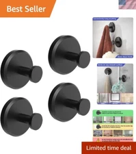 Effortless Suction Hooks for Glass, Tile, & Mirror – 15 lbs Capacity Matte Black
