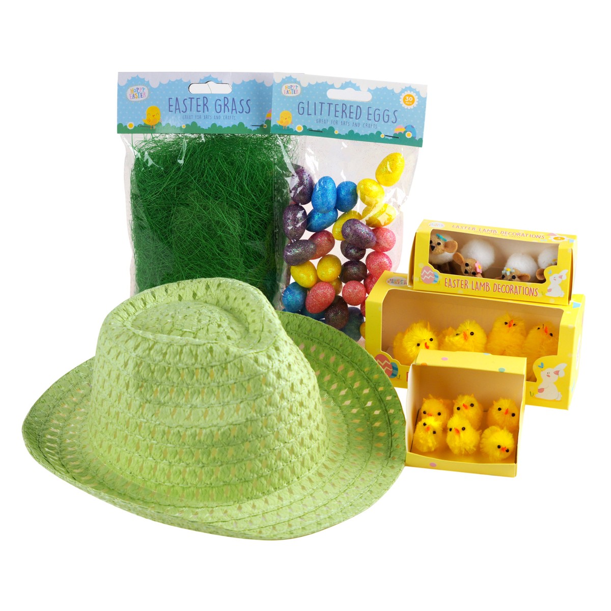 Make Your Own Easter Bonnet Cowboy Hat Complete Kit Chicks, Eggs, Sheep