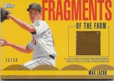 2020 Topps Pro Debut MAX LAZAR Fragments of the Farm FLAG RELIC Gold 16/50
