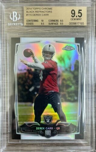 2014 TOPPS CHROME - DEREK CARR - SP BLACK REFRACTOR /299  BGS 9.5   10 CENTERING