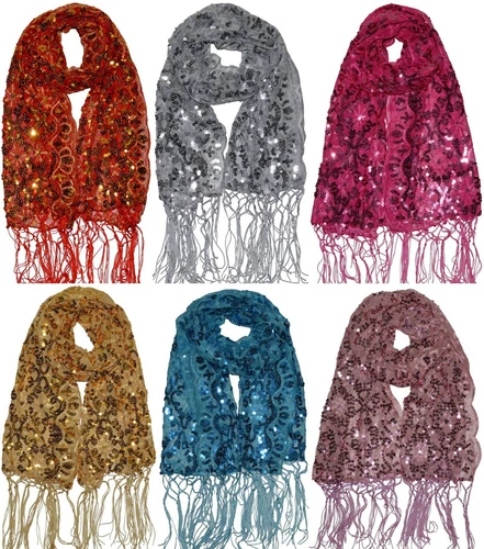 Scarf Pareo Veil Shawl Tulle Sequin Shiny Party Glitter Scarf Carnival