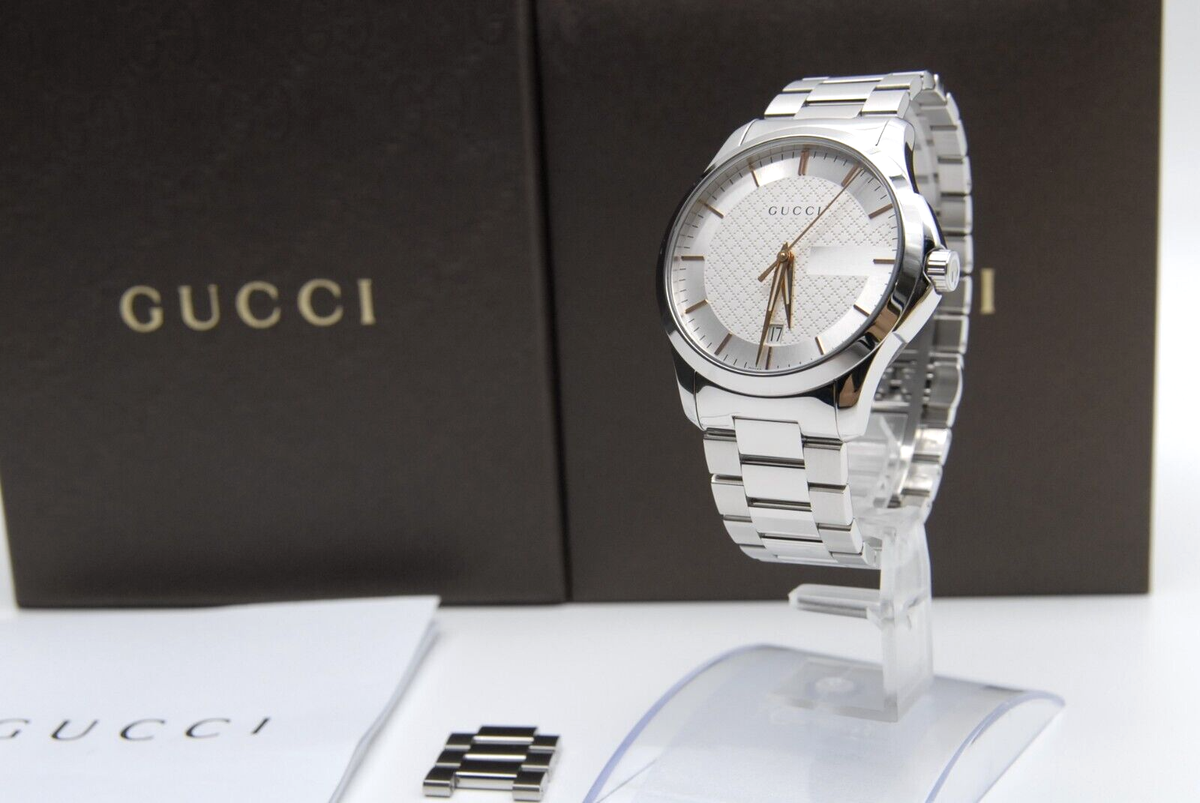 TOP MINT w/Box] GUCCI G Timeless 126.4 YA126442 38mm White Dial QZ