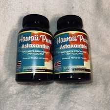Astaxanthin 12mg 60 Gel Caps Antioxidant Hawaii Pure Expires 2028 Vegan USA