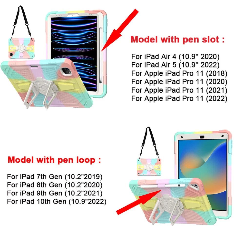 Funda con soporte a prueba de golpes para niños para iPad 7º 8º 9º 10º Gen y (Modelo A16) Regalo para niños Foto 2 de 4