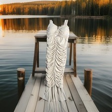 Chartou Women's Sexy Backless Zipper Pleated Ruffles Mermaid Fishtail  NWT
