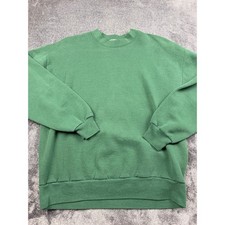 Vintage Jerzees Sweatshirt Mens Large Green Blank Crewneck Pullover Made in USA