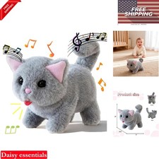 Interactive Cat Toy Robot Kitten Plush Meows Walks Tail Wags for Cat Lovers G...
