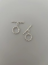 Sterling Silver Fancy Twisted Toggle Clasp 15mm Circle, 26mm Bar - 2 pcs