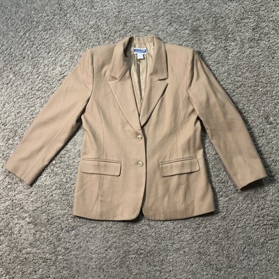 Vintage Pendleton Womens Blazer Jacket Size 10 100% Virgin Wool Camel Tan