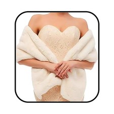 Women Wedding Faux Fur Shawl Wrap Bridal Cape Rhinestones Brooch Warmer Stole