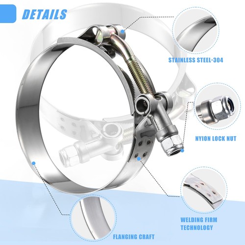 Paquete de 16 abrazaderas de manguera de perno en T de 2,5" - Abrazadera de admisión turbo de acero inoxidable 304 para T... - Imagen 3 de 6