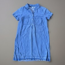 GAP Women’s Small 1969 Popover Denim Shirt Dress Blue Chambray Raw Hem Pockets