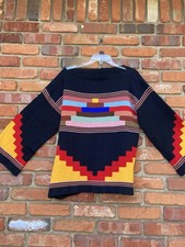 Vintage Boho Aztec Navajo Native Black Sweater Size XL