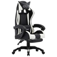 Vidaxl Gaming-Stuhl Mit FußStüTze Weiß Und Schwarz Kunstleder Neu