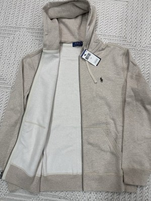 Polo Ralph Lauren Lightweight Fleece Full Zip Hoodie Mens L Beige
