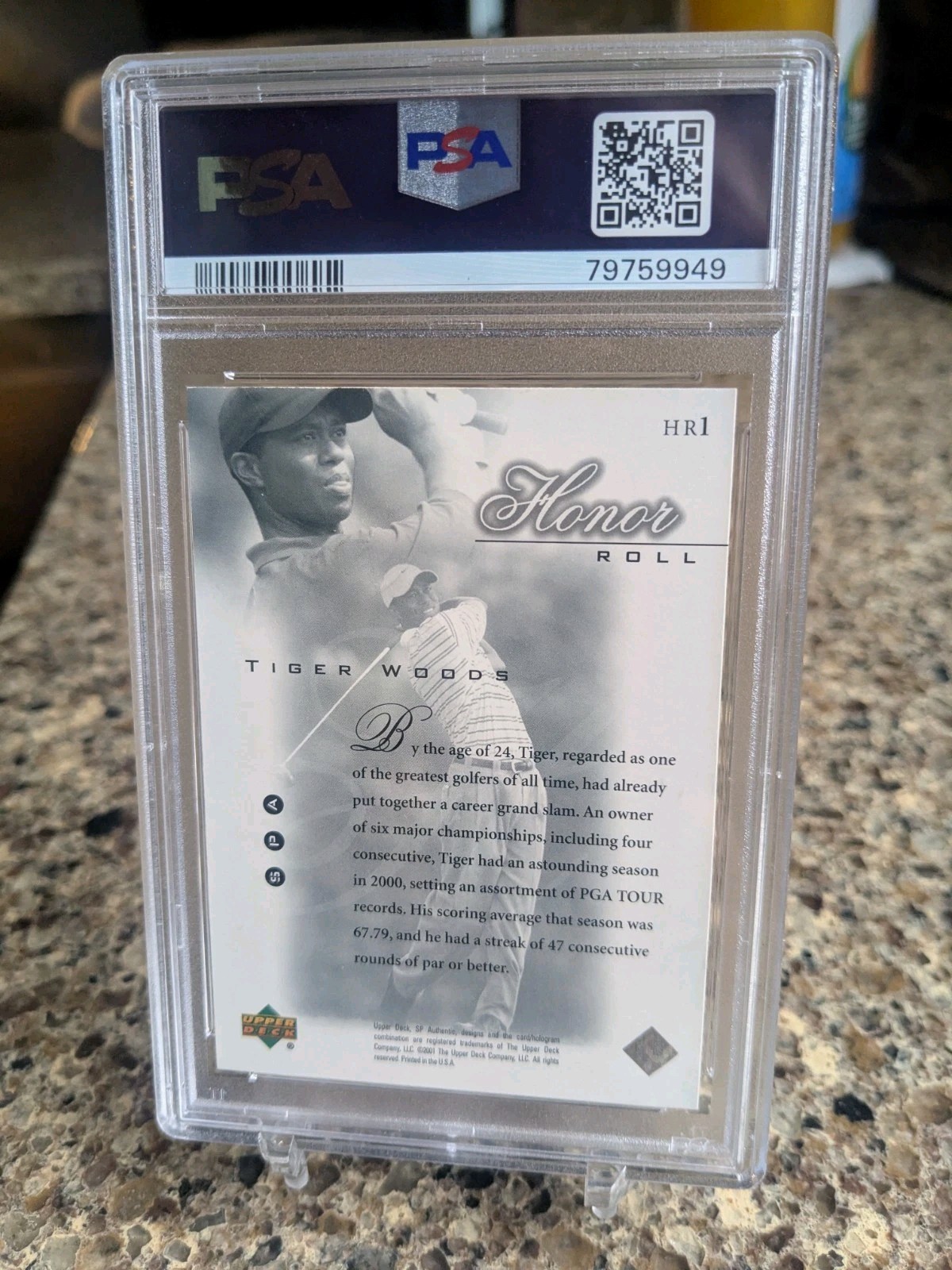 2001 SP Authentic Tiger Woods #HR1 PSA 8 Honor Roll view 3